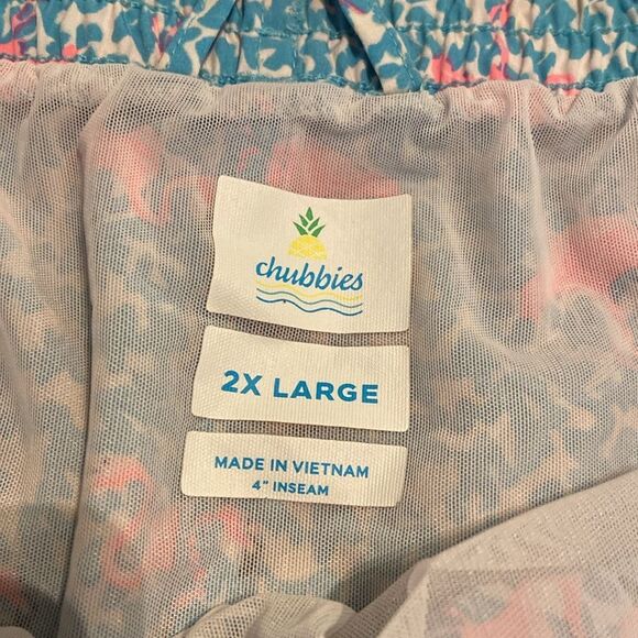 Chubbies Vibrant Blue and Pink Flamingo Swim Shorts 2X - Picture 4 of 6